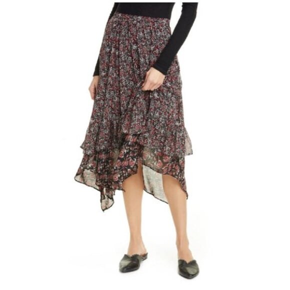 Free People Zuma Drippy Ruffle Floral Skirt